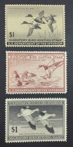 MOMEN: US STAMPS #RW12-RW14 DUCK MINT OG NH LOT #75631