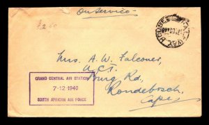 1940 British SA Air Force Central Station Cover  - L5416