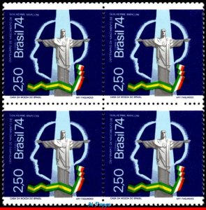 1342 BRAZIL 1974 MARCONI, ITALIAN, PHYSICIST, CORCOVADO MI# 1430 C-839 BLOCK MNH