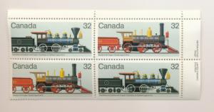 Canada 1983 Scott 999 - 1002 block of 4 MNH - Locomotives