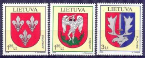 Lithuania 2008 Coats of Arms Joniskis Jurbarkas Sirvintos Mi. 992/4 MNH