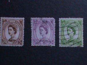 ​GREAT BRITAIN-1952 SC#299-301 QUEEN ELIZABETH II  FANCY CANCEL  71 YEARS OLD