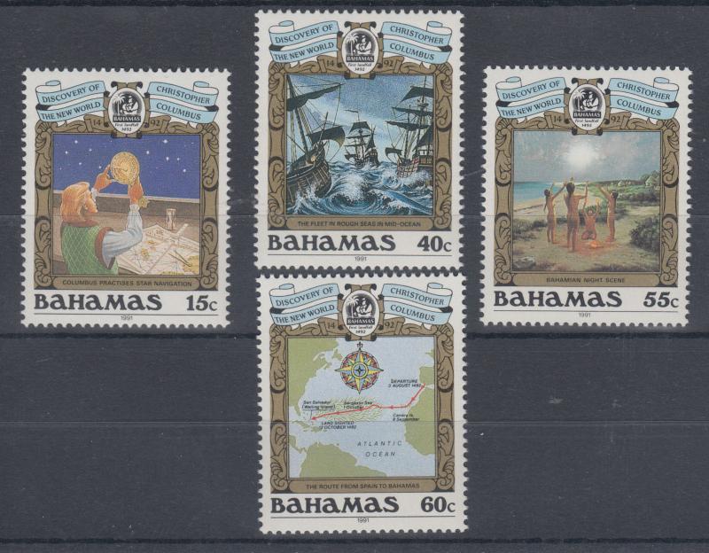 Bahamas Sc 725-729 MNH. 1991 Discovery of America + Souv Sheet, cplt VF