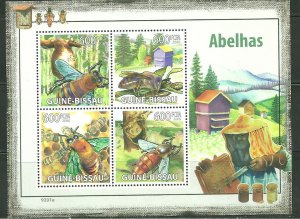 Guinea-Bissau MNH S/S Honey Bees Insects 2009 4 Stamps