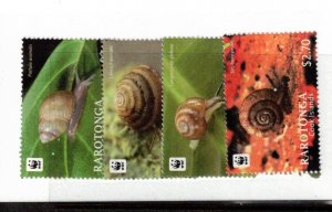 Cook Isl Sc 1409-12 MNH set of 2012 - WWF - Snails