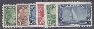 Canada Scott # 211-216 complete set Mint LH VF