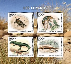 DJIBUTI - 2023 - Lizards - Perf 4v Sheet - Mint Never Hinged