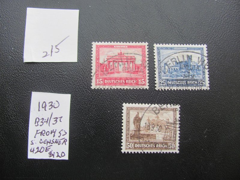 GERMANY 1930 USED SIGNED OECHSNER SC B33 STAMPS FROM SS XF 420 EUROS (215)