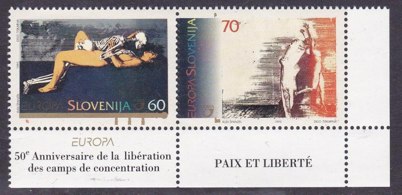 Slovenia 1995 Europa Pair as Issued Liberation of the Camps  VF/NH(**)