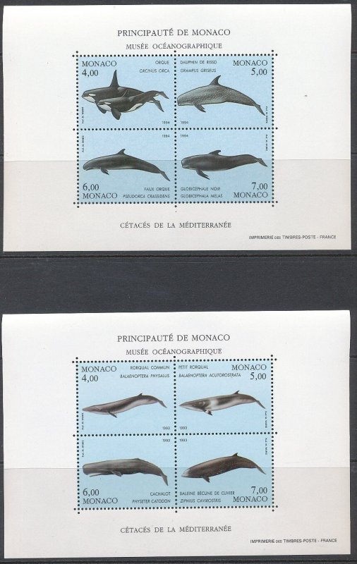 MONACO WWF Sealife Whales Sheets x MNH 3 sheets (BLK24 )