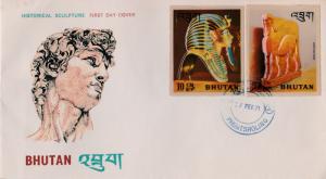 Bhutan 1971 History of Sculpture Complete (8) on Four First Day Covers VF