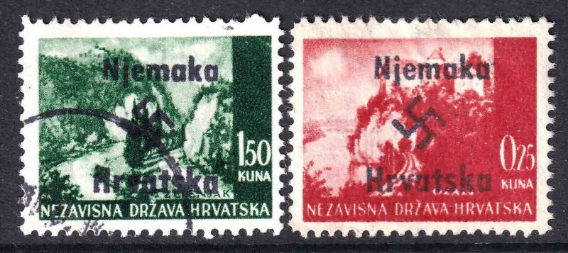 CROATIA WW2 NJEMAKA OVERPRINTS CDS F/VF TO VF SOUND x2 DIFFERENT