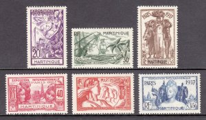 Martinique - Scott #180-185 - MNH - MH #181, toning, glazed gum - SCV $11.20