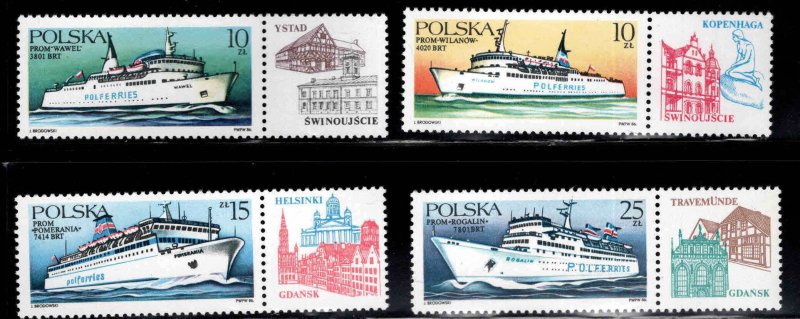 Poland Scott 2729-2732 MNH** Ship stamp set with tabs