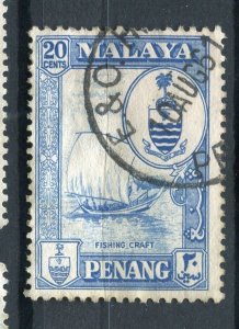 MALAYA; PENANG 1950s early Pictorial Coat of Arms issue used 20c, value