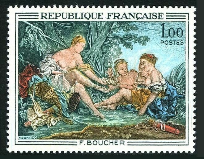 France 1275 block/4,MNH. Art 1970.Diana returning from the Hunt,Francois Boucher