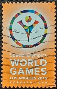 US Scott # 4986; used (49c) SO World Games from 2015; VF/XF centering; off paper