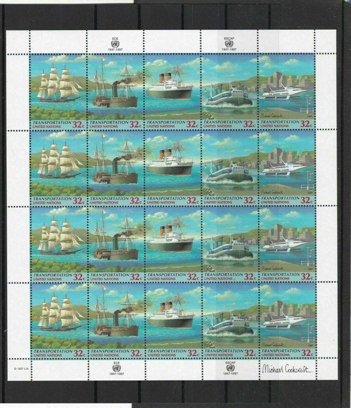 United Nations 1997 Celeb. Transportation Mint Never Hinged Stamps Sheet R18433