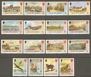 ISLE OF MAN Sc# 12 - 27 MNH FVF Set16 Scenes Castle Village Bay Ram Port Boats