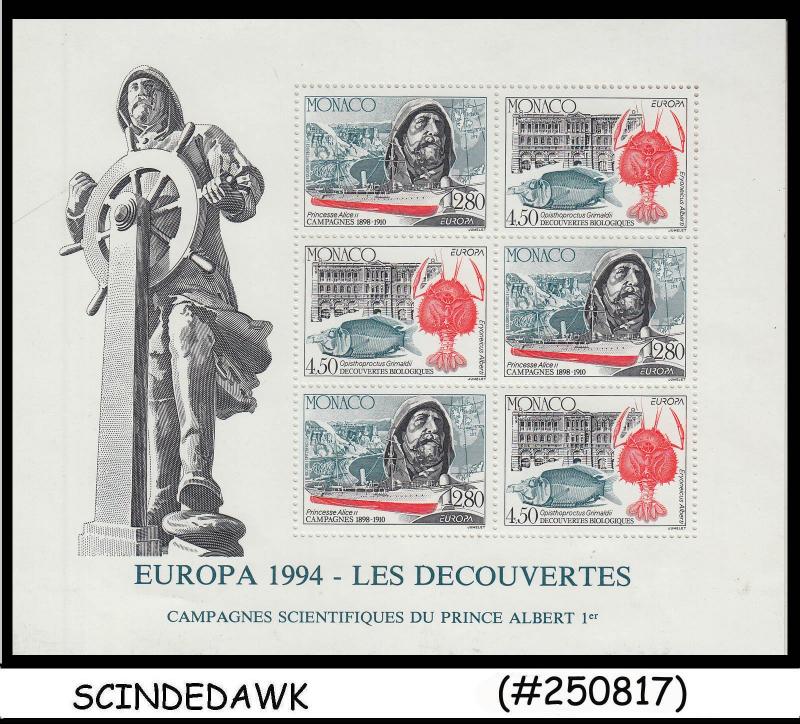 MONACO - 1994 EUROPA DISCOVERIES MADE BY PRINCE ALBRERT  MIN. SHEET MINT NH