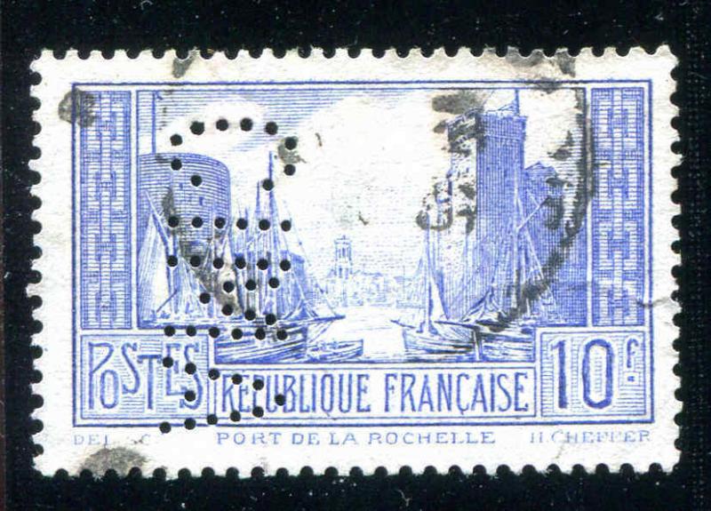 FRANCE Sc #251 Used Perfin CIMA