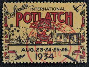 US Stamp Used Seattle Int. POTLATCH Aug. 23-26 1934 Naval History Fleet Week