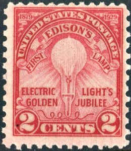 SC#655 2¢ Edisons Light Bulb (1929) MNH