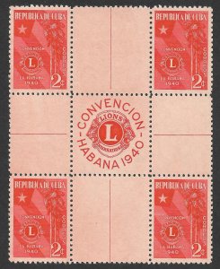 Doyle's_Stamps: July 1940 Lions International Con. Cross Gutter Block (b)