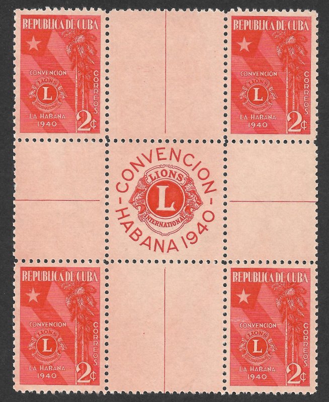 Doyle's_Stamps: July 1940 Lions International Con. Cross Gutter Block (b)