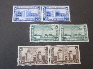 Pakistan 1948 Sc 20,21,23 pair MNH