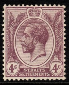 MALAYA STRAITS SETTLEMENTS SG197 1913 4c DULL PURPLE MTD MINT