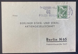 1951 Berlin Germany Pre addressed Cover  Locally Used