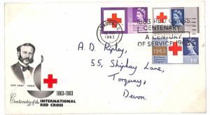 E28 1963 QEII RED CROSS FDC (Ord) Relevant Slogan, Booth & Bradbury Guide £70