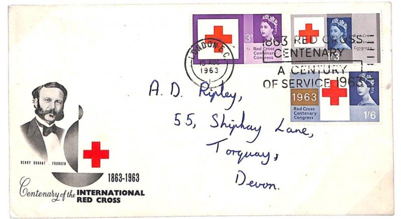 E28 1963 QEII RED CROSS FDC (Ord) Relevant Slogan, Booth & Bradbury Guide £70