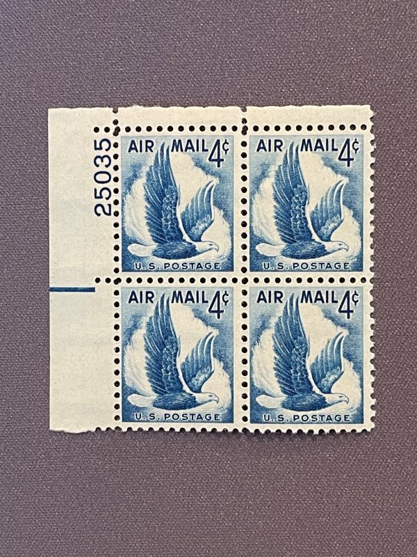 C48, 4c Airmail, Plate Block, Mint OGNH, CV $5.00