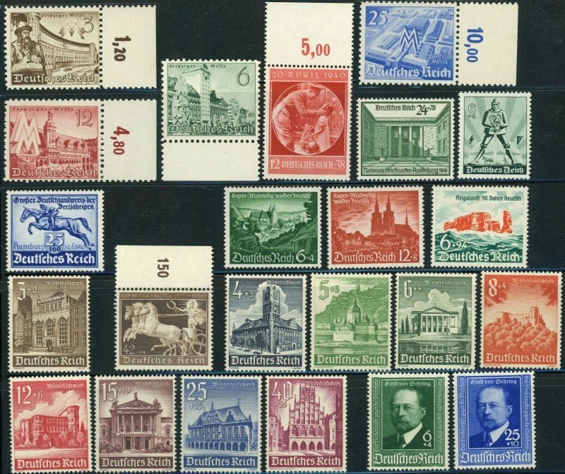 Germany #739-761 Deutsches Reich Postage 1940 Stamp Collection WWII Mint NH OG