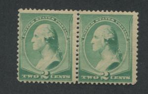 1887 US Stamp #213 2c PAIR Mint Never Hinged F/VF Catalogue Value $240