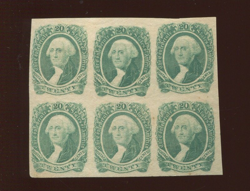 Confederate States 13 Var Position 24L DOUBLE TRANSFER In Block of 6 Stamps