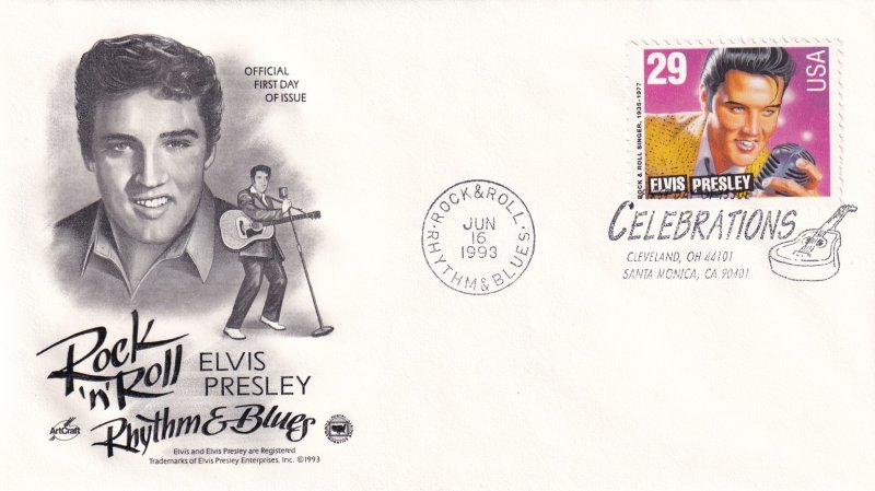 1993, Honoring Elvis Presley, Art Craft/PCS, FDC (E11352)