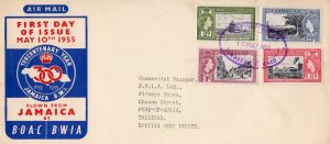 JAMAICA 1955 Sc# 155/158 cover POST 300 OFFICE TRD cancel send to Trinidad PH.