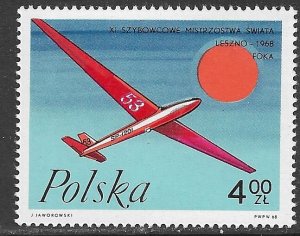POLAND 1968 4z Glider Aircraft Issue Sc 1589 MNH
