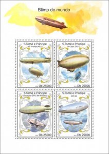 St Thomas 2014 Aviation Air Ships of the World 4 Stamp Sheet ST14301a