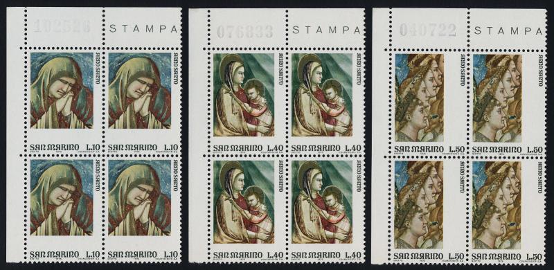 San Marino 860-4 TL Blocks MNH art, Frescoes by Giotto