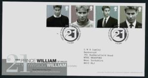 GB 2003 21st Birthday Prince William of Wales FDC Royal Mail Tallents House SHS