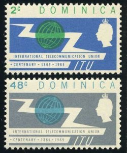 Dominica 185-186, MNH. Michel 181-182. ITU-100, 1965.