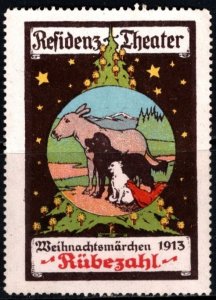 1913 Germany Poster Stamp Residence Theater Christmas Fairy Tale Rübezahl