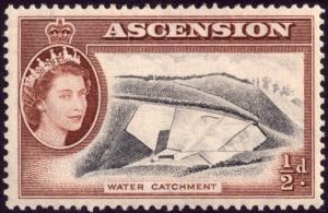 Ascension 1956 ½d Black and Brown SG57 MH