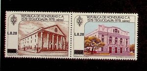 HONDURAS Sc C767a+C769a NH 2 OVERPRINTED PAIRS OF 1988 - HISTORICAL PLACES