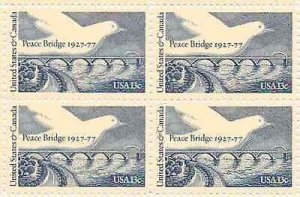 1977 Peace Bridge Block of 4 13c Postage Stamps, Sc#1721, MNH, OG