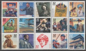 3182, Set-15. Celebrate the Century - 1900's MNH .32 cent